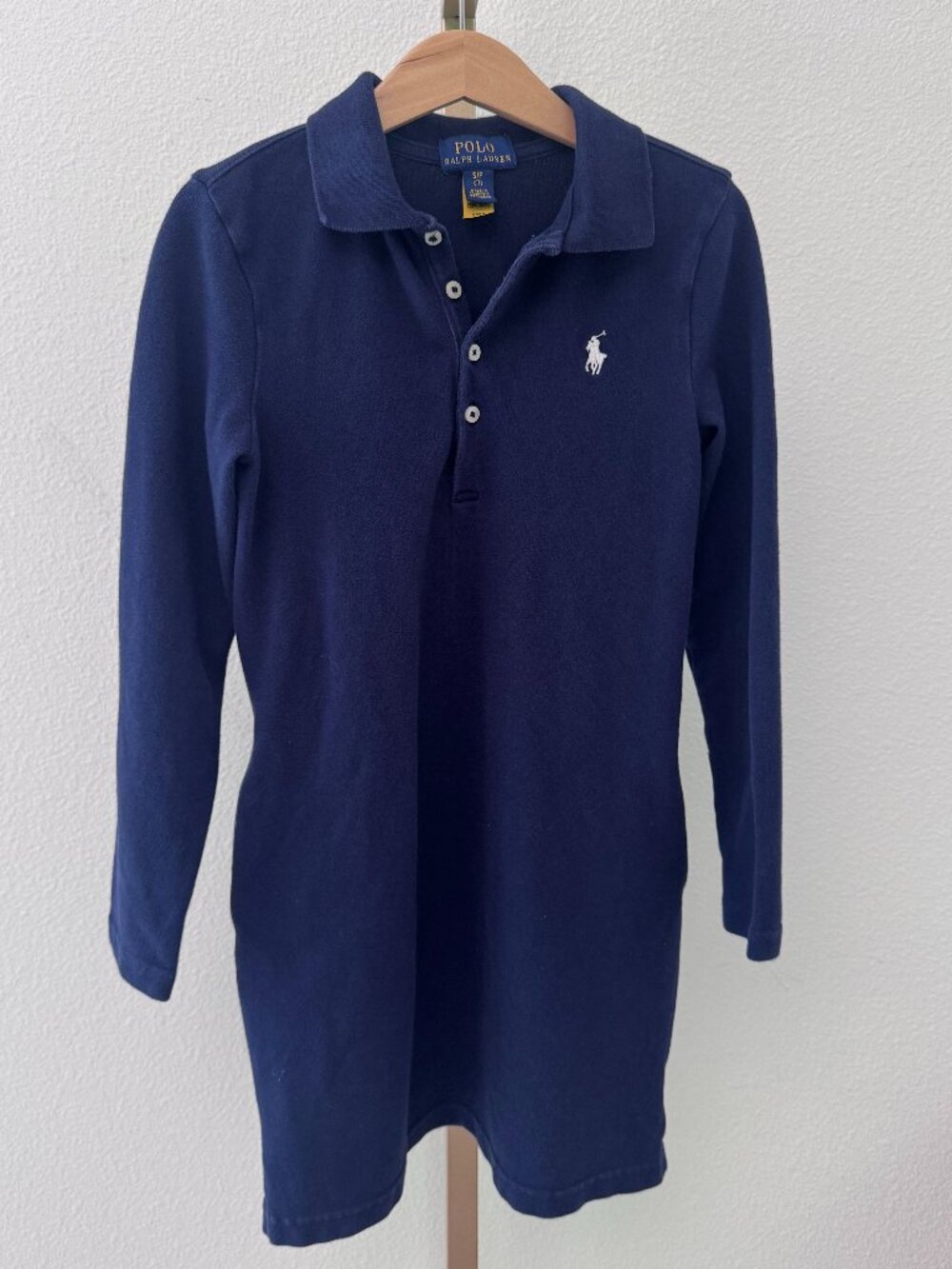 Polo Ralph Lauren Cotton Polo Dress Girls Small 7 Navy Preppy Quiet Luxury